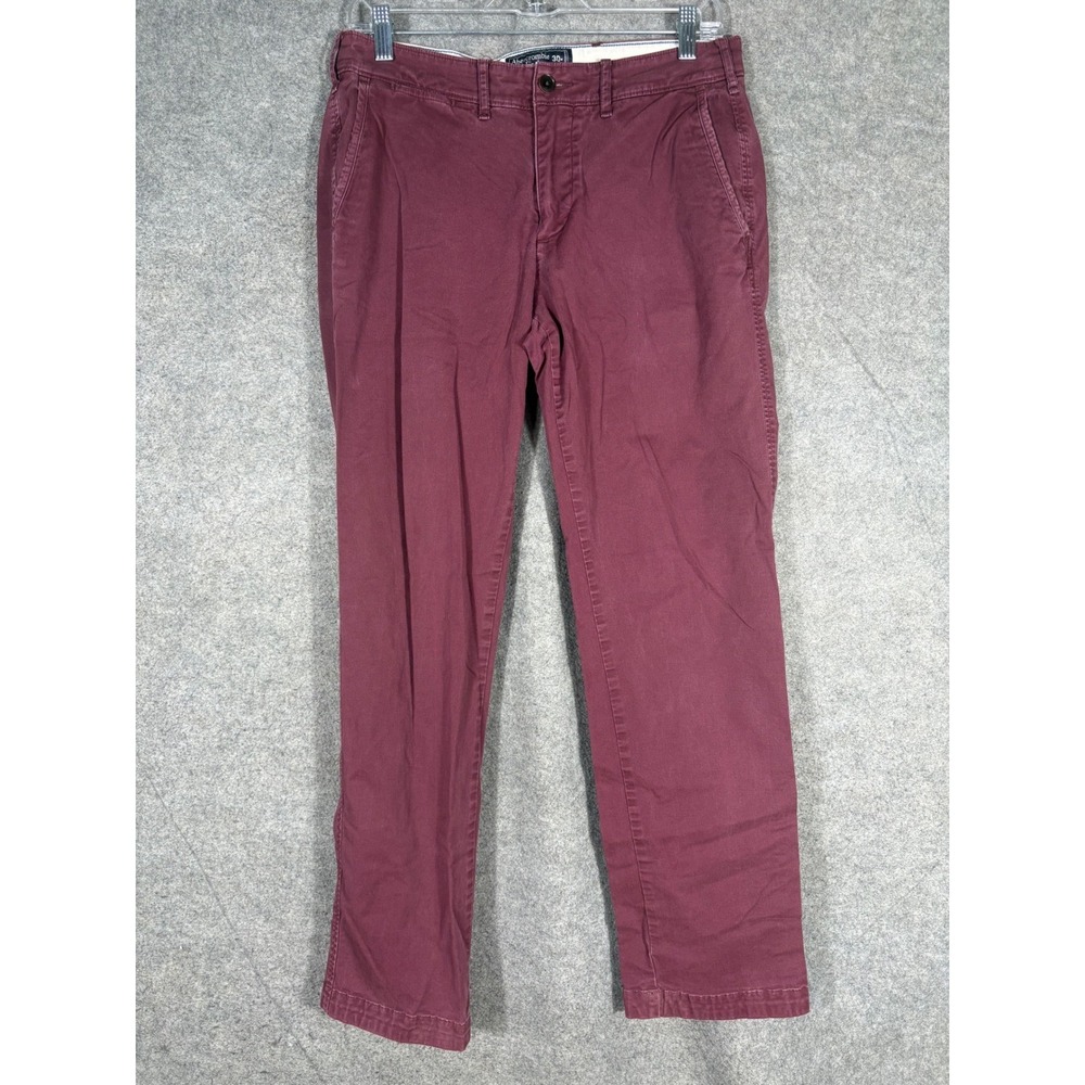 Abercrombie & Fitch Kennan‎ Straight Stretch Chino Pants Mens 30x32 Burgundy Red